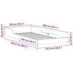 vidaXL Cadre de lit Marron 90 x 200 cm Bois massif en pin
