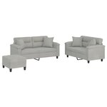 vidaXL Ensemble de canapés 3 Pièces coussins Gris clair Tissu microfibre