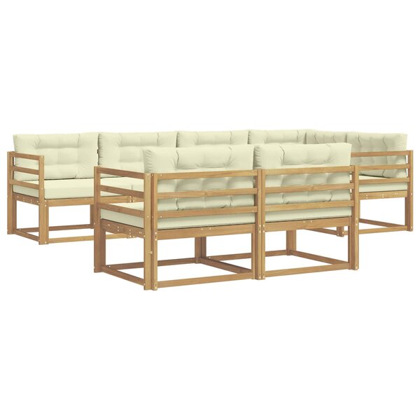 vidaXL Ensemble de canapés d'extérieur 6 pc Blanc et crème Polyester