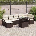 vidaXL Ensemble de canapé de jardin 8 Pièces Marron Poly rotin