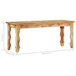 Banc banquette 110 x 35 x 45 cm bois de récupération massif 02_0011014