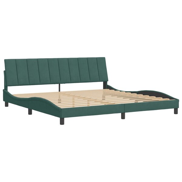 vidaXL Cadre de lit avec tête de lit Vert foncé 200x200 cm Velours