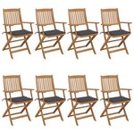 vidaXL Chaises pliables de jardin lot de 8 avec coussins Bois d'acacia