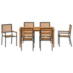 vidaXL Ensemble de salle à manger pour jardin 7 Pièces Noir Poly rotin