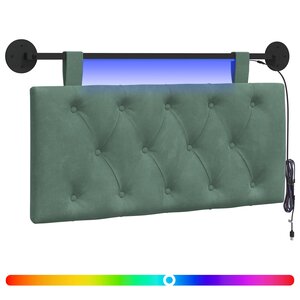 vidaXL Tête de lit suspendue Avec lumière LED Vert Mer Velours