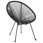 vidaXL Chaises de jardin en forme de lune 2 Pièces Rotin Noir