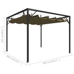 vidaXL Chapiteau de jardin avec auvent rétractable 3x3m Taupe 180 g/m²