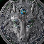 Pièce de monnaie en Argent 1000 Satoshi g 62.2 (2 oz) Millésime 2025 Techno Totem THE WOLF