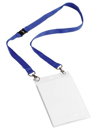 Bte de 10 Badges évènementiels avec ruban en tissu A6 Bleu DURABLE