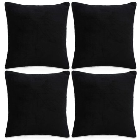 vidaXL Housses de coussin 4 Pièces Tissu 80x80 cm Noir