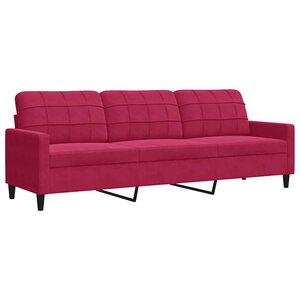 vidaXL Canapé à 3 places Rouge bordeaux 210 cm Velours