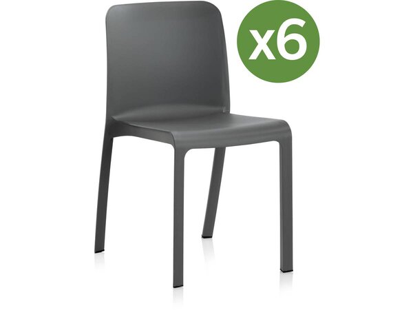 Lot de 6 chaises jardin "grana" - anthracite