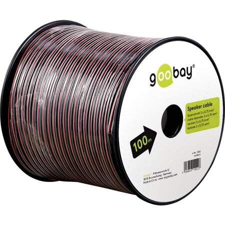 Bobine de câble haut-parleur Goobay 2x 0,75 mm² 100m (Noir/Rouge)
