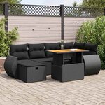 vidaXL Salon de jardin avec coussins 8 Pièces noir résine tressée acacia