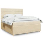 vidaXL Sommier à lattes de lit avec matelas Crème 180x200 cm Tissu