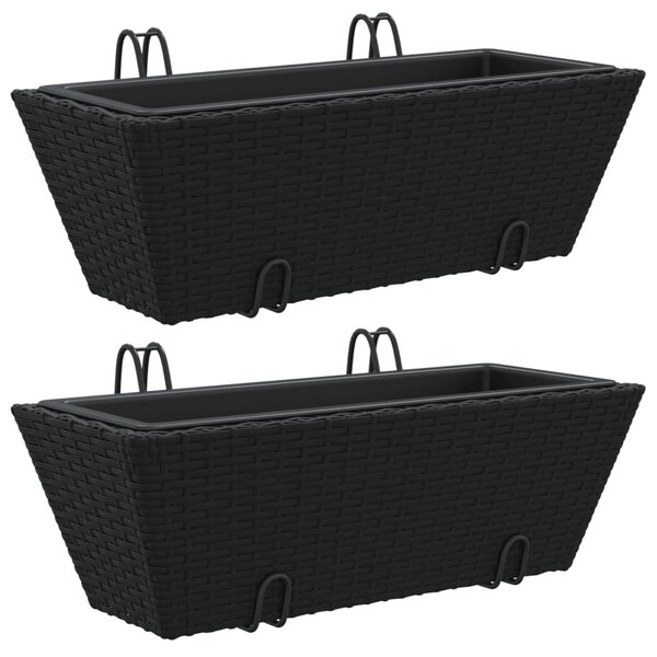 vidaXL Jardinières avec crochets 2 Pièces noir résine tressée