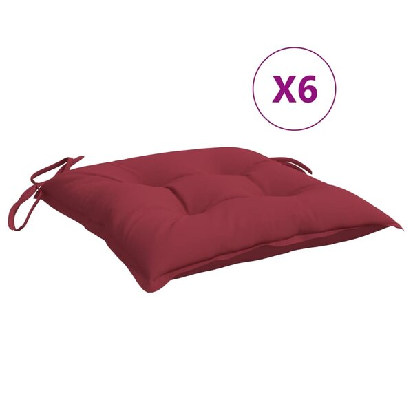 vidaXL Coussins de chaise lot de 6 bordeaux 40x40x7 cm tissu oxford