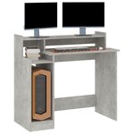 vidaXL Bureau et lumières LED Gris béton 97x45x90 cm Bois d'ingénierie