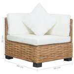 vidaXL Canapé d'angle avec coussins Rotin naturel