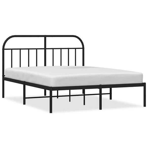 vidaXL Cadre de lit métal sans matelas avec tête de lit noir 135x190cm