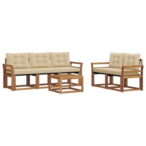 vidaXL Ensemble de canapés d'extérieur 6 pc Naturel et Beige