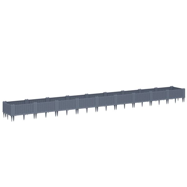 vidaXL Jardinière avec piquets gris 362 5x42 5x28 5 cm PP