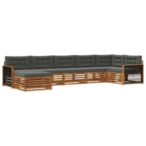vidaXL Ensemble de canapés d'extérieur 7 Pièces Naturel et Anthracite
