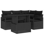 vidaXL Ensemble de canapé de jardin avec coussin 5 Pièces Noir polyrotin