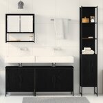 vidaXL Ensemble de mobilier de salle de bain avec étagère 4 Pièces Noir
