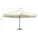 vidaXL Parasol d'extérieur avec mât en aluminium 600 cm Blanc sable