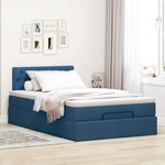 vidaXL Lit ottoman avec matelas et LED bleu 120x190 cm tissu