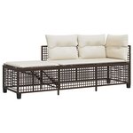 vidaXL Salon de jardin d'angle et coussins 3 Pièces marron résine tressée