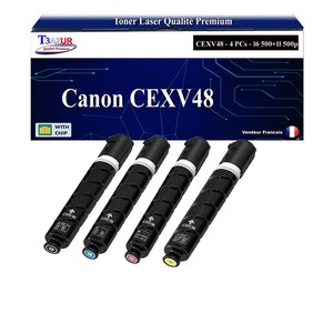 T3AZUR -4x Toners compatibles avec Canon iR-C1325iF  iR-C1335iF  iR-C1335iFC  CEXV48
