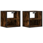 vidaXL Tables de chevet murales 2 Pièces Chêne fumé 40x31x39 5 cm