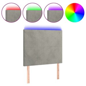 vidaXL Tête de lit à LED Gris clair 90x5x118/128 cm Velours
