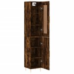 vidaXL Buffet haut Chêne fumé 34 5x34x180 cm Bois d'ingénierie