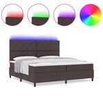 vidaXL Lit ressort avec matelas et LED  marron foncé  200x200 cm  en tissu