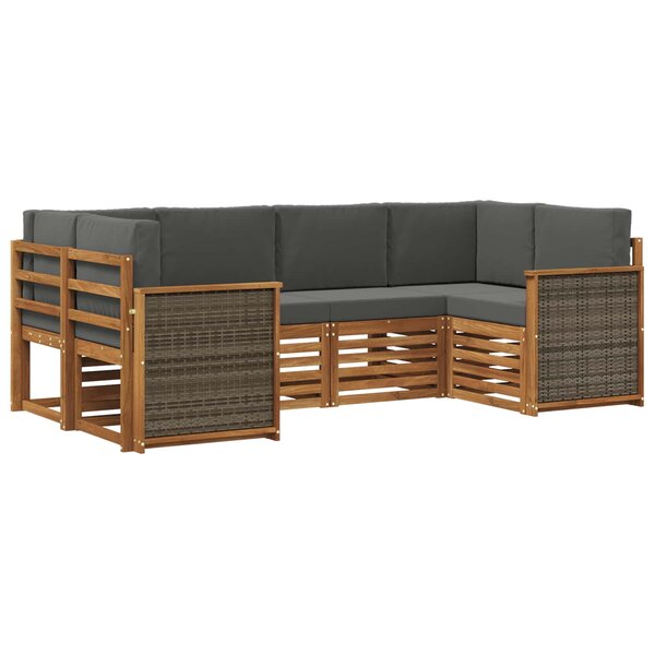 vidaXL Ensemble de canapés d'extérieur 5 pc Naturel et Anthracite
