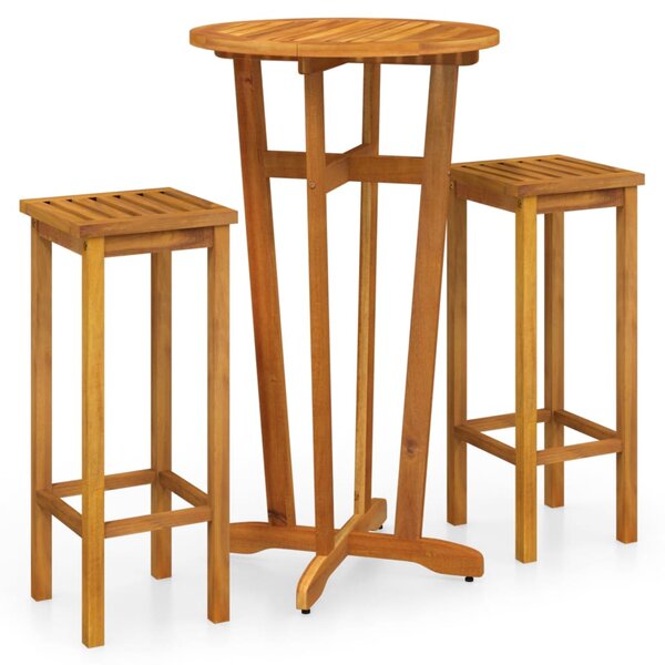 vidaXL Ensemble de bar de jardin 3 Pièces bois d'acacia solide