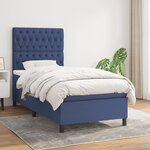 vidaXL Sommier à lattes de lit avec matelas Bleu 100x200 cm Tissu