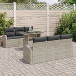 vidaXL Ensemble de canapé de jardin 7 Pièces Gris clair Poly rotin