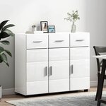 vidaXL Buffet Blanc brillant 88 5 x 30 5 x 73 cm Bois d'ingénierie