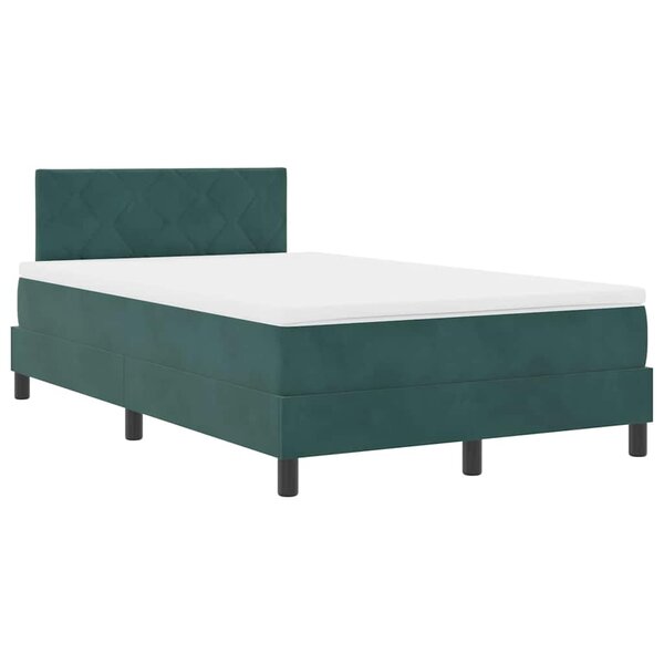 vidaXL Lit à ressort LED avec matelas Vert foncé 120 x 190 cm Velours