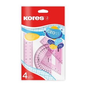 Kit de géometrie GEO15  4 pièces  assorti KORES