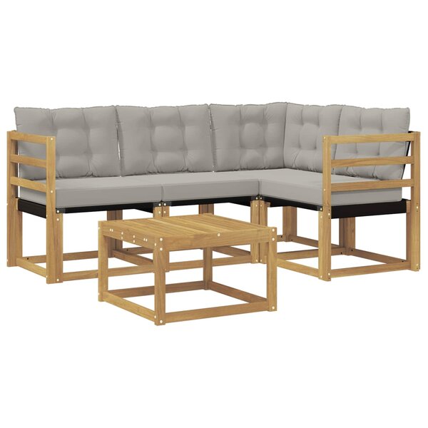 vidaXL Ensemble de canapés d'extérieur 5 pc Blanc et gris clair