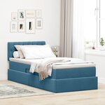 vidaXL Lit de Rangement avec matelas Bleu foncé 90 x 190 cm Velours