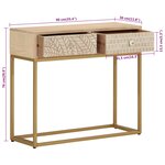 vidaXL Table console 90x30x76 cm bois massif de manguier et fer
