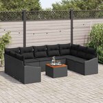 vidaXL Ensemble de canapé de jardin 10 Pièces Noir
