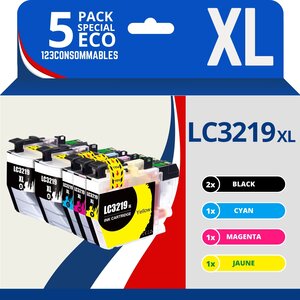 123CONSOMMABLES - LC3219XL Cartouches encre compatible avec Brother LC3219XL LC3219 LC3217 pour Brother MFC-J5330DW J5730DW J6930DW J5930DW J6530DW J6935DW (2 Noir / 1 Cyan / 1 Magenta / 1 Jaune)