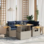 vidaXL Salon de jardin 5 Pièces avec coussins gris résine tressée
